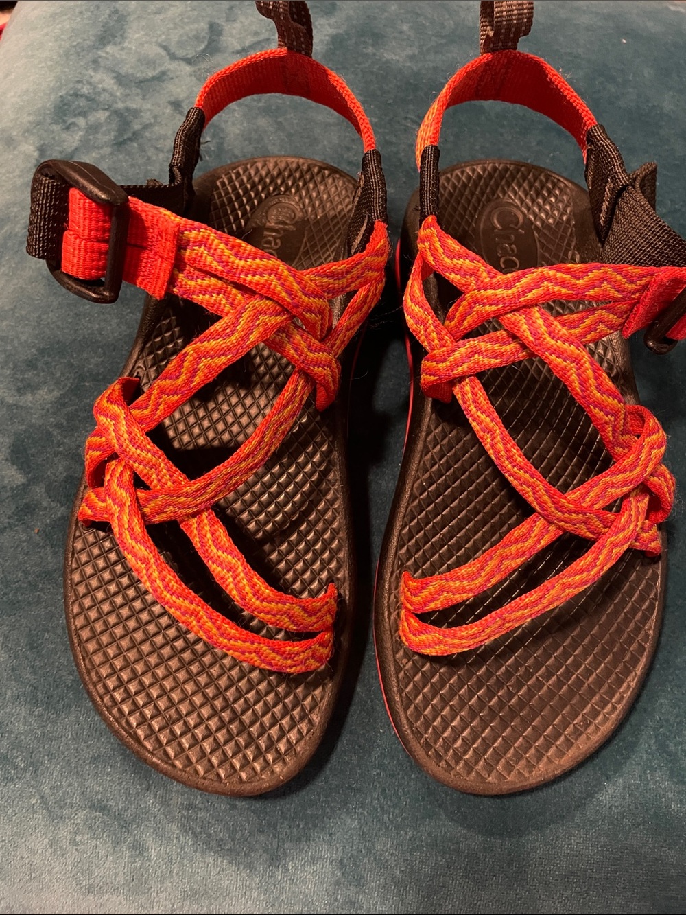 Chaco Kids Braided Red-Orange Strap Sandals 13